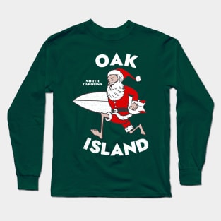 Oak Island, NC Christmas Vacationing Skiing Santa Long Sleeve T-Shirt